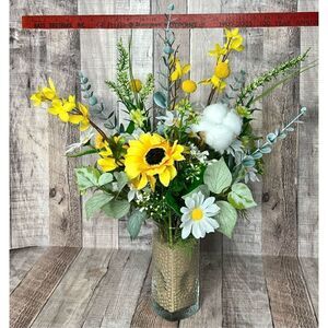 Sunflower Daisy Eucalyptus Floral Arrangement Baby Wedding Birthday Reunion FL06